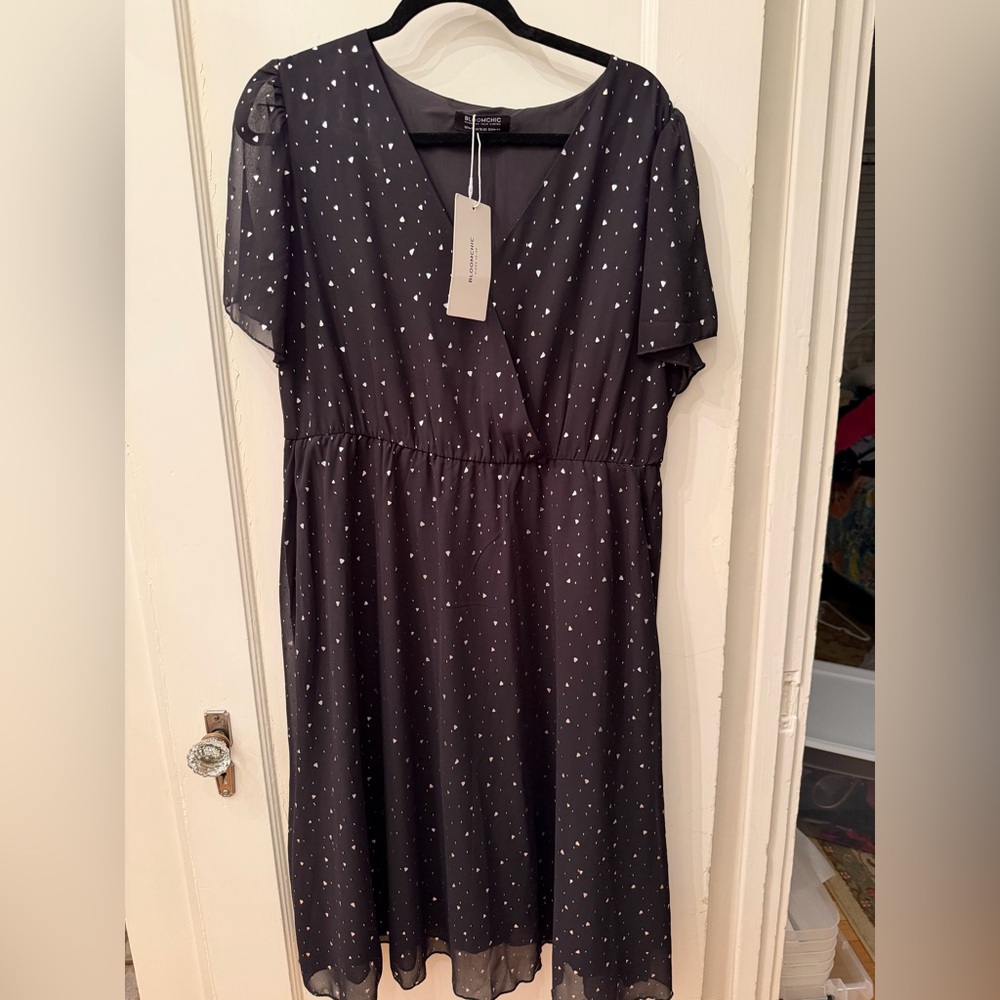 BloomChic Black and Silver Midi Dress